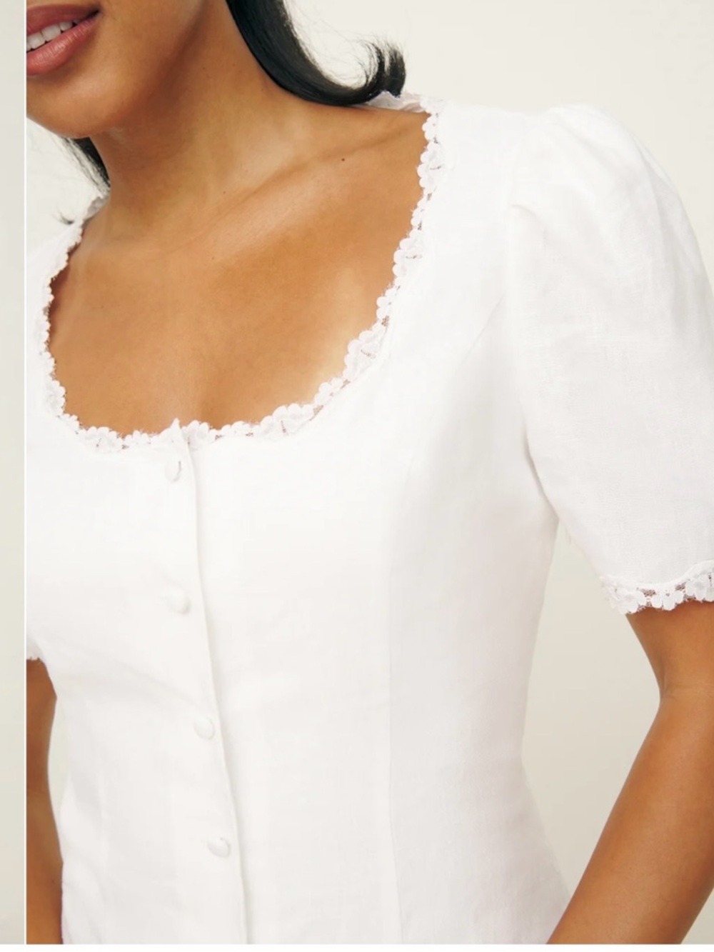 Reformation Anabella Linen Dress Size 6 in White - Picture 2 of 4